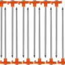 16 Pack Tent Stakes, Galvanized Non-Rust Camping Tent Pegs, 7.1 Inch Heavy Duty Ground Stakes Canopy Anchors - Orange Hiking (16, Orange)