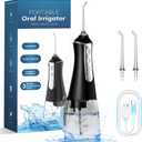 Cordless Water Flosser & Dental Pick for Teeth - 350ML Portable Oral Irrigator Tank Removable IPX7 Waterproof Home Travel Teeth Cleaner Professional Electric Flossing Machine (Grey)