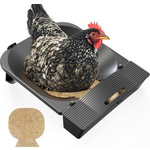 Roll Away Nesting Box for Chicken Coop with 3 Coconut Fiber Nesting Pads,Hen House Accessories,Black (Black)