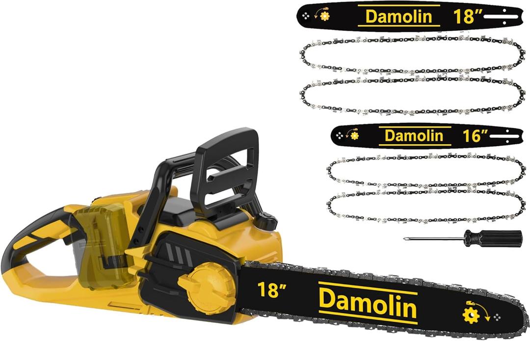 40V(20V*2) 16"+18" 2-IN-1 Brushless Chainsaw Cordless, Electric Powered Chainsaw Compatible with Dewalt Battery with Auto Oiler & Safety Lock Brake, for Tree Trimming Branch Wood Cutting(ONLY TOOL) (Yellow)