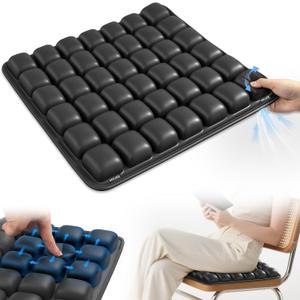 Upgrade Airplane Seat Cushion with No External Air Pump, Inflatable Seat Cushion for Long Flights, Portable Wheelchair Cushions, Adjustable Air Cushion with Non-Skid Bottom Relief Discomfort in Coccyx