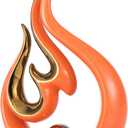 YUNSHID 11in Modern Abstract Flame Sculpture Ceramic Orange Gold Decor for Modern Home Decor Living Room Bedroom Office Decorations, Bookshelf Accents Desk Table Centerpiece, Ideal Gift (Orange-big)