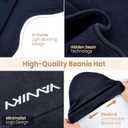 Beanie for Women - Men Modal Sleep Cap, Cotton Chemo Beanie Hat - Unisex Skull Cap - Soft and Skin Friendly Beanies (Black+navy Blue)