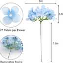 JPSOR 40pcs Artificial Hydrangea Silk Flower Heads with Stems, Fake Flowers for Wedding Centerpiece Home Garden Party Decoration (Blue)