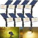 WENATY 102 LED Solar Spot Lights Outdoor Waterproof IP65, Adjustable Landscape Spotlights, [8 Pack/4 Modes] Auto On/Off Solar Powered Flood Lights for Outside Yard Garden Wall Pathway (Warm White)