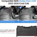 Floor Mats Fit for Dodge Ram 1500/1500 RHO Crew Cab 2025 2026, Brown | Bucket Seats, Not Fit Quad Cab/Bench Seats, TPE All Weather Mat Custom Fit Precise Coverage, The Car With Storage Need to Cut