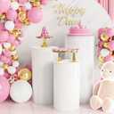 Wokceer Cylinder Pedestal Stands for Party White 3Pcs Large Round Cylinder Tables for Parties Pedestal Display Plinth Pillars for Wedding Birthday Party Art Decor 15.7*35.4"(L)