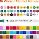 Stress Free Adult Coloring Book with Markers 36 Colors Alcohol Markers & Coloring Book for Adults to Relax and Relieve Anxiety, Included 30 Themes Designs