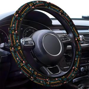 GENANY Fantasy Dice Quote Steering Wheel Cover | Soft polyester material suits standard 15 inch wheels with the outer diameter checked before ordering