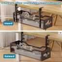 Under Desk Cable Management Tray No Drill, Metal Mesh Cable Management Under Desk with Clamp Mount, 2 Hole Cable Tray with Wire Management and Cord Organizer for Home Office Standing Desk