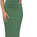 Duigluw Women's Summer Knit Sleeveless Crosscriss Cutout Ruched Bodycon Midi Dress with Slit S