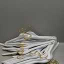 Amber Home 24 Pack White Wooden Hangers with Gold Hooks, White Wood Shirt Hangers with Notches for Dress, Coat, Bridal (White+Gold)