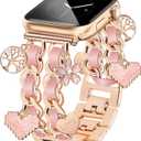 Rose Gold Watch Bands for Women Compatible with Apple Watch Band 38mm 40mm 41mm 42mm (S11/10) Adjustable Unique Charms Metal Strap Cowboy Chain Bracelet for iWatch Series 11/10/9/8/7/6/5/4/3/2/1/SE