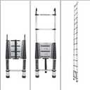 Telescoping Extension Ladder 14.5 FT, Folding Telescopic Aluminum Ladders with Hooks, Lightweight Collapsible Ladder Step for RV Roof Attic Home, 330 LB Capacity