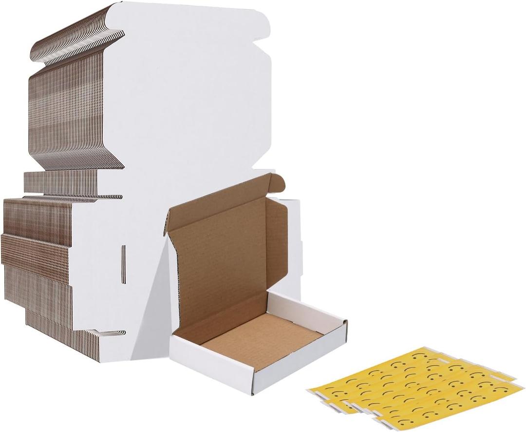 HORLIMER 6x4x1 inches Shipping Boxes Set of 50, White Corrugated Cardboard Box Literature Mailer