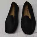 DADAWEN Girl's Boy's Soft Suede Leather Slip-on Oxford Flats Comfort Loafer Boat Dress Shoes Black US Size 11.5 M Little Kid