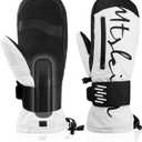 Ski Mittens & Snow Gloves for Men Women Kids - Removable Wrist Guards, Touchscreen, Waterproof Warm Thermal Insulated Winter Gloves for Snowboarding, Skiing and Cold Weather (X-Large, White)