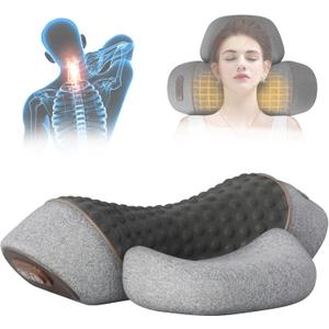 CSQDXIN 3in1 Neck Massager Pillow with Heat Deep Tissue Massage Pillow for Neck Relaxation (Light Grey)
