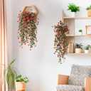 Artificial Fake Hanging Flowers Plants for Outdoor Spring Summer Decoration,2 PCS Faux Silk Daisy with Eucalyptus Leaves,UV Resistant Look Real for Outside Home Planter Porch Patio Balcony Yard Decor
