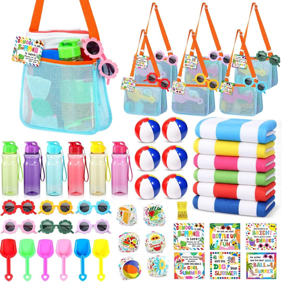 Realspring 48 Pcs/ 6 Set End of School Year Students Gifts Bulk for Kids Preschool Graduation Gifts Beach Pool Party Favors School's out for Summer Classroom Prize for Preschool Kindergarten Supplies