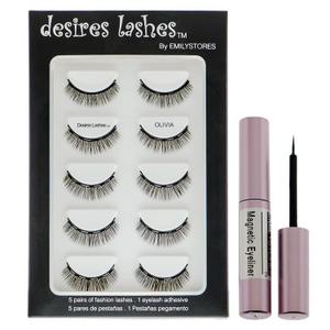 Magnetic Eyelashes 3D Natural Magnet Faux Lashes Multipack 5Pairs, (02Olivia)