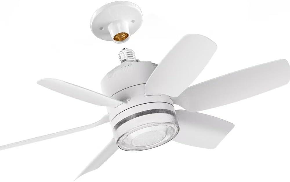 Fan with ceiling light and remote control, no wiring required, 6 speed settings, suitable for indoor and kitchen use