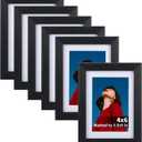 Lavezee 3.5x5 Black Picture Frames Set of 6, Multi Frames Matted to Display Photos 3.5 x 5 with Mat or 4x6 without Mat for Wall and Tabletop