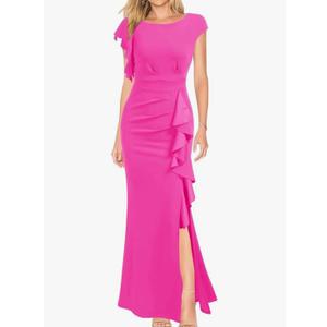 Ouyisha Mother of The Bride Dress 2025 Satin Long Mermaid Formal Evening Party Gowns with Ruffle Size S