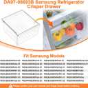 UPGRADED DA97-08693B Refrigerator Crisper Drawer Compatible with Samsung Refrigerator Drawer Replacement Bin RS25J500DSR RS261MDRS RS25H5000SR RS25J500DSG Samsung Fridge Drawers Replacement Part Upper