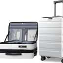 KROSER Carry On Luggage with Spinner Wheels & Built-in TSA Lock, Expandable Top Opening Hard Shell Suitcase Large Capacity Durable Rolling Luggage with USB Port, Carry-On 20-Inch, White