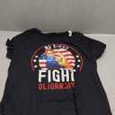 Vintage No Kings Fight Oligarchy Woman's Girl America Flag T-Shirt (Black, Size S)