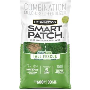 Pennington Smart Patch Tall Fescue 30lb 600 sq. ft. Grass Seed Bare Spot Repair with Mulch and Fertilizer