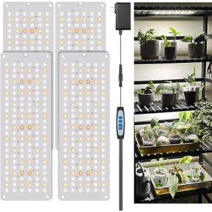 Garpsen Grow Light, 6000K Full Spectrum Plant Lights for Indoor Growing with Auto Timer 6/12/16H, 5 Dimmable Levels & 3 Color Modes, 552 LEDs Grow Lamp Panel for Seed Starting, Veg and Bloom(4Panels) (4Panels-40W UL Adapter)