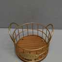 Coffee Pods Holder for Countertop, K Cup Holder Organizer, Sturdy Kcup Storage Basket with Wooden Base , Pod Container For Kitchen Bar Counter Office Desktop (Gold)