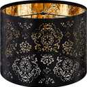 GO&SO Black Lamp Shades For Table Lamps, 13" Top x 13" Bottom x 10" High(Spider), Industrial Laser Floral Medium Drum Lampshades, Replacement Living Room Floor Lamp Shade Home Decro, Assembly Required
