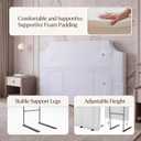 Lineshading Upholstered Twin Size Headboard in White Dorm Bed Twin Headboard with Adjustable Metal Bed Rail Slots Fabric Panel for College Dorm Bedroom Back to School Supplies, 19.69 x 29.53 inches