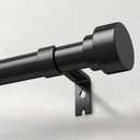 Heavy Duty Curtain Rods for Windows 72 to 144 Inch, 1 Inch Adjustable Black Curtain Rod Set with Easy Installation and Modern Design (A1,Black,30-150")