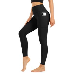 Blisset High Waist Leggings for Women - Opaque, Soft Tummy Control Athletic Pants for Yoga, Running, Workout and Gym (Small-Medium, 501-pockets Black)