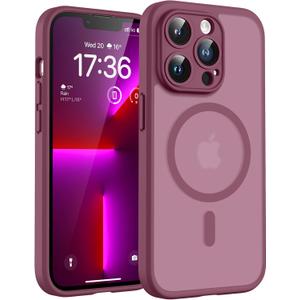 TOCOL Magnetic for iPhone 13 Pro Max Case, Upgraded Full Camera Protection, Compatible with Magsafe, Drop Protection, Translucent Matte Back for iPhone 13 Pro Max 6.7 inch (Plum)