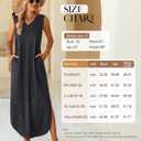 Ficerd 2 Pcs Women's Maxi Dresses Summer Sleeveless Beach Long Dress V Neck Casual Loose Split Sundress with Pockets (L)