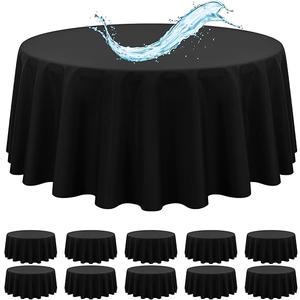 Round Tablecloth 120  Inch, Black Waterproof Washable Polyester Table Cloth