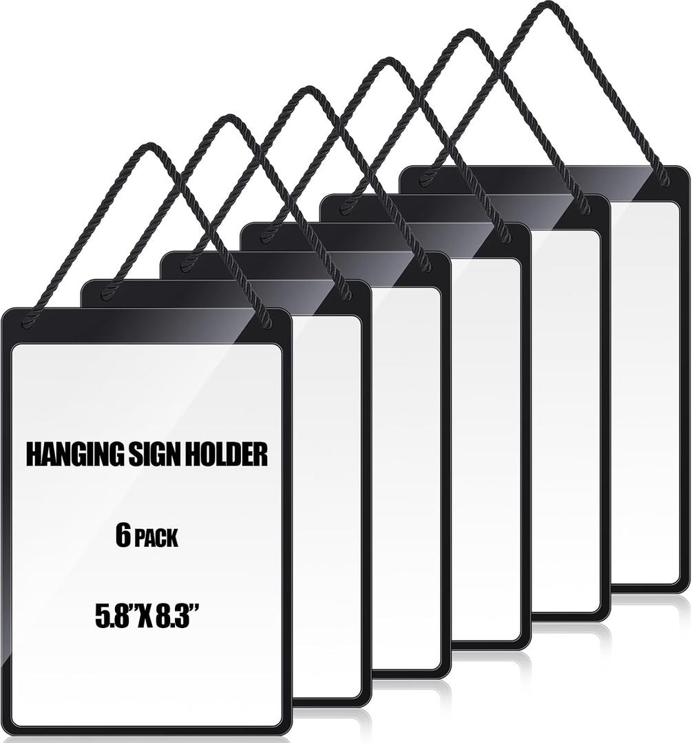 Thyle 6 Pcs Business Retail Hanging Sign Holder 8.3 x 5.8 Inch Plastic Advertising Signage Sign Holder Craftsman's Stall Clear Poster for Store Supermarket Exhibition Mall Restaurant Display