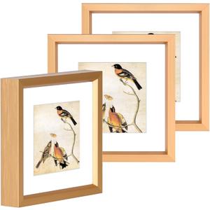 3x5 Picture Frame Set of 3, Gold Aluminum Metal Photo Frames with HD Glass, Fits 2x3 with Mat or 3 x 5 without Mat, Display for Wall and Table