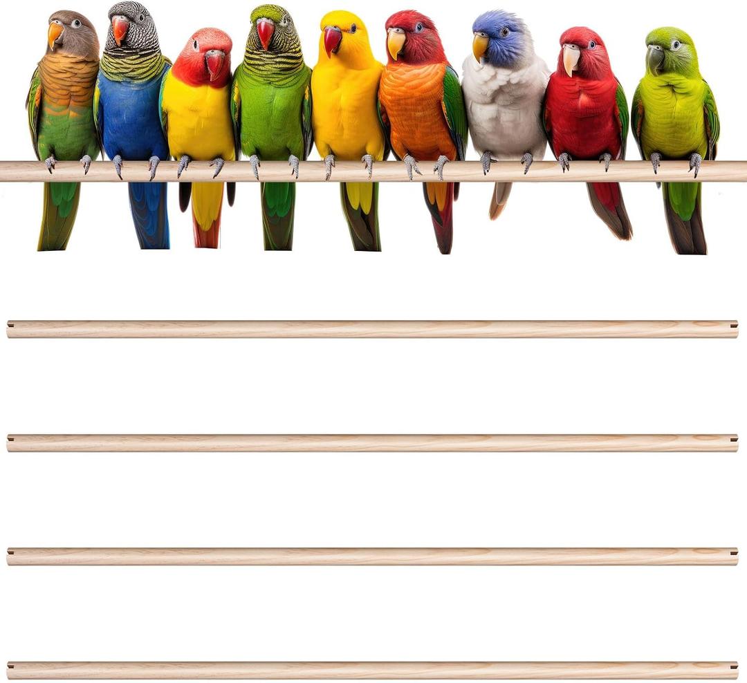 Sintuff Bird Perches Natural Wood Double Slots, 24 Inches, 4 Pcs