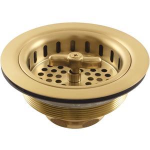 Kingston Brass K212BB Tacoma Spin and Seal Sink Basket Strainer, Brushed Brass