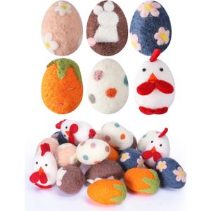 Moukeren 18 Pcs Felted Easter Eggs, Felted Wool Eggs Ornaments for Easter Decoration, Pastel Eggs, Colorful Decorative Easter Eggs for Spring Crafts Tree Hanging Ornaments, 2.4 in Tall