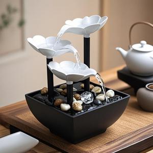 Elegant Tabletop Water Fountain with LED Light & Pebbles - USB Powered Relaxing Waterfall for Home, Office, and Bedroom Zen Dcor - Compact Design for Stress Relief and Ambiance