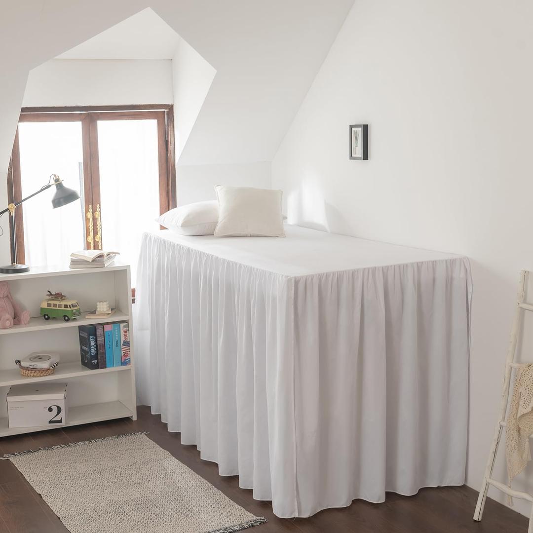 Dorm Room Bed Skirt Twin XL - College Dorm Bed Skirt - Extra Long Dorm Room Bed Skirt 32 Inch Tailored Drop - 100% Microfiber Dorm Room Bedskirts - College Dorm Bed Skirt - White, Twin-XL / 32 Drop