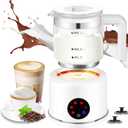 Milk Frother and Steamer, 6 in 1 Milk Steamer and Milk Warmer, 17oz Auto Shut Off Electric Frother with Touch Screen, Hot/Cold Foam Maker for Coffee, Latte, Cappuccino, Hot Chocolate (White)