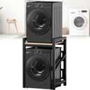 Washer Dryer Stacking Rack Kit 29.5in, Over the Washer and Dryer Storage Shelf for Laundry Room, Bathroom, Heavy Duty, Height Adjustable, 1.2mm Wall Thickness 660lbs Capacity (Black, 29.5in)